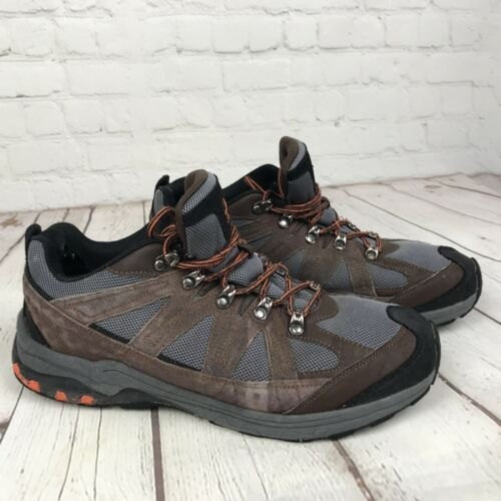 KHOMBU MEN GRAY LEATHER/MAN MADE LOW RISE ATHLETIC HIKING SHOES 12
